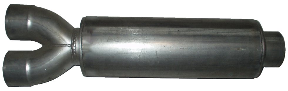 Diesel Exhaust Muffler 32 Inch Round 4 Inch Center/ Dual Aluminized Performance Louvered Exhaust Muffler Diamond Eye