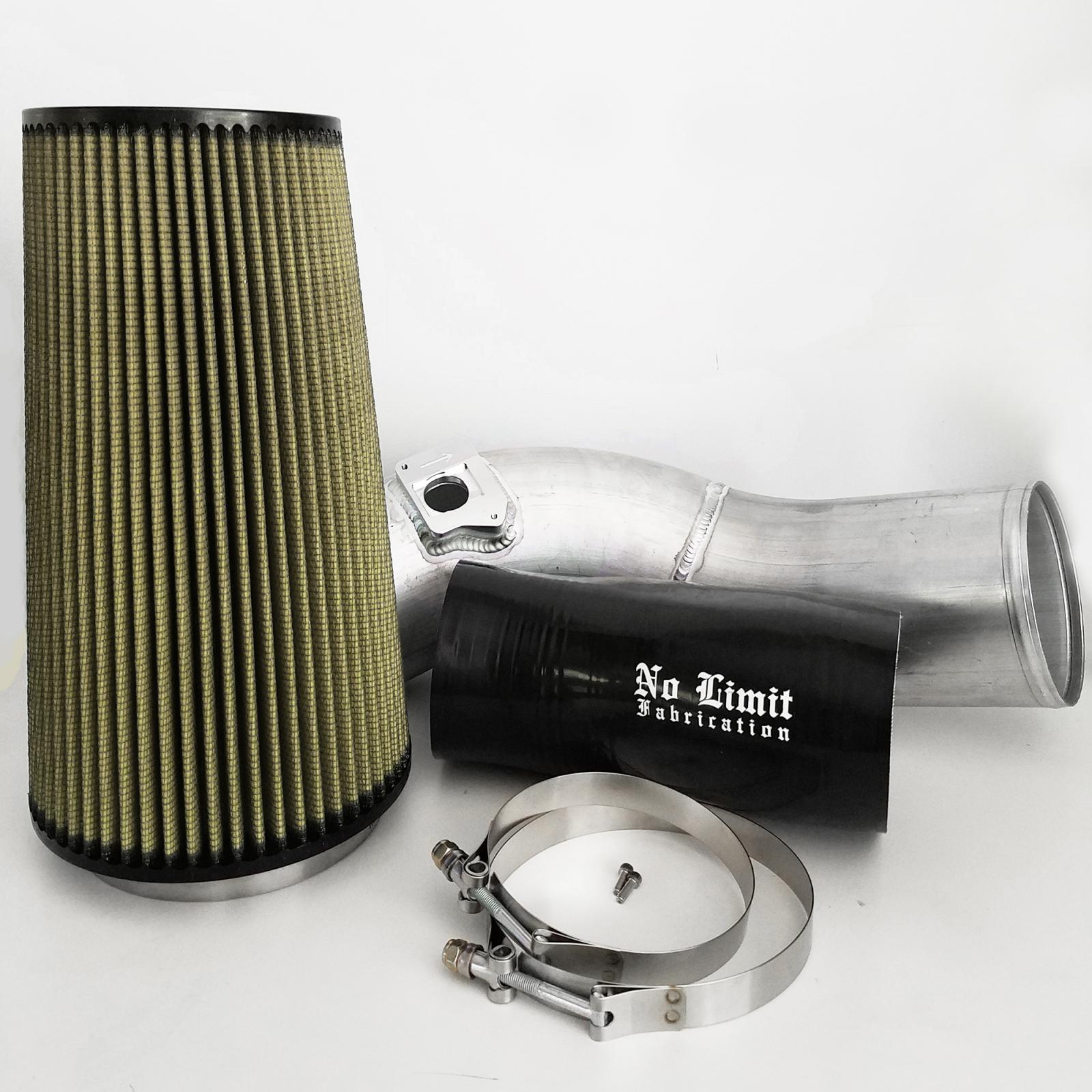 6.0 Cold Air Intake 03-07 Ford Super Duty Power Stroke Raw PG7 Filter No Limit Fabrication