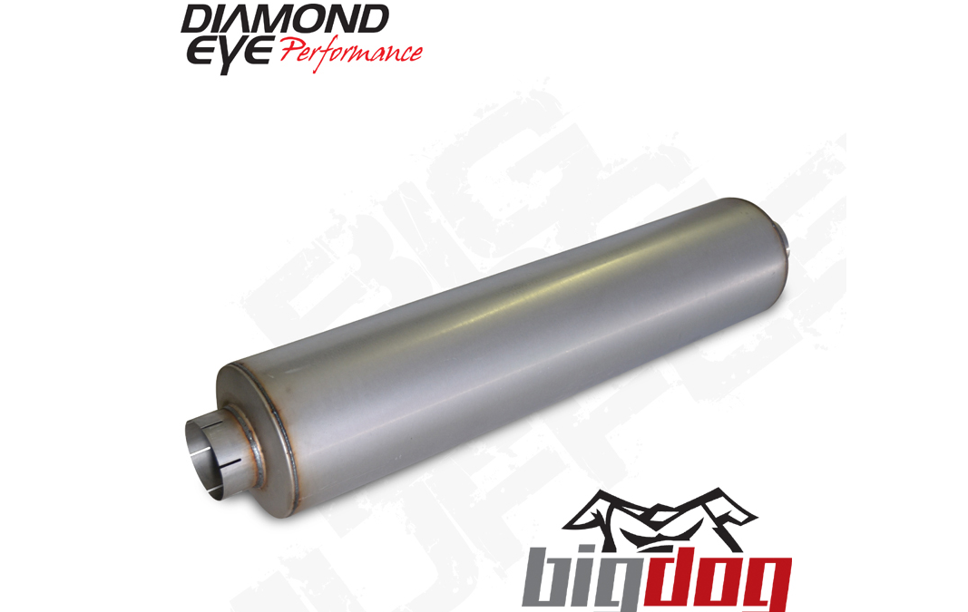 Diesel Exhaust Muffler 5 Inch Inlet/Outlet Chambered Big Dog Baffled Aluminized Steel Exhaust Muffler Diamond Eye