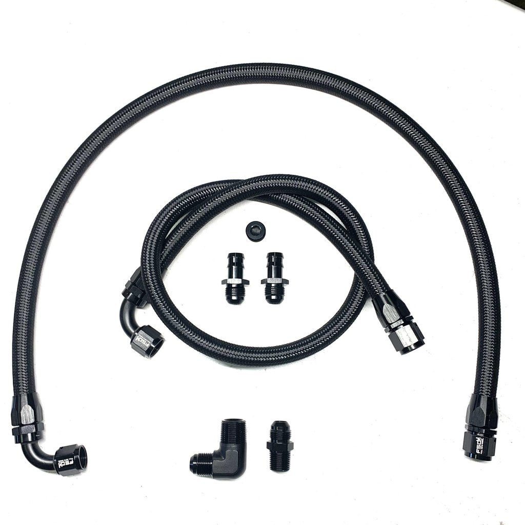 89-98 Dodge Cummins Heater Hose Kit Black Braided Full Send Diesel