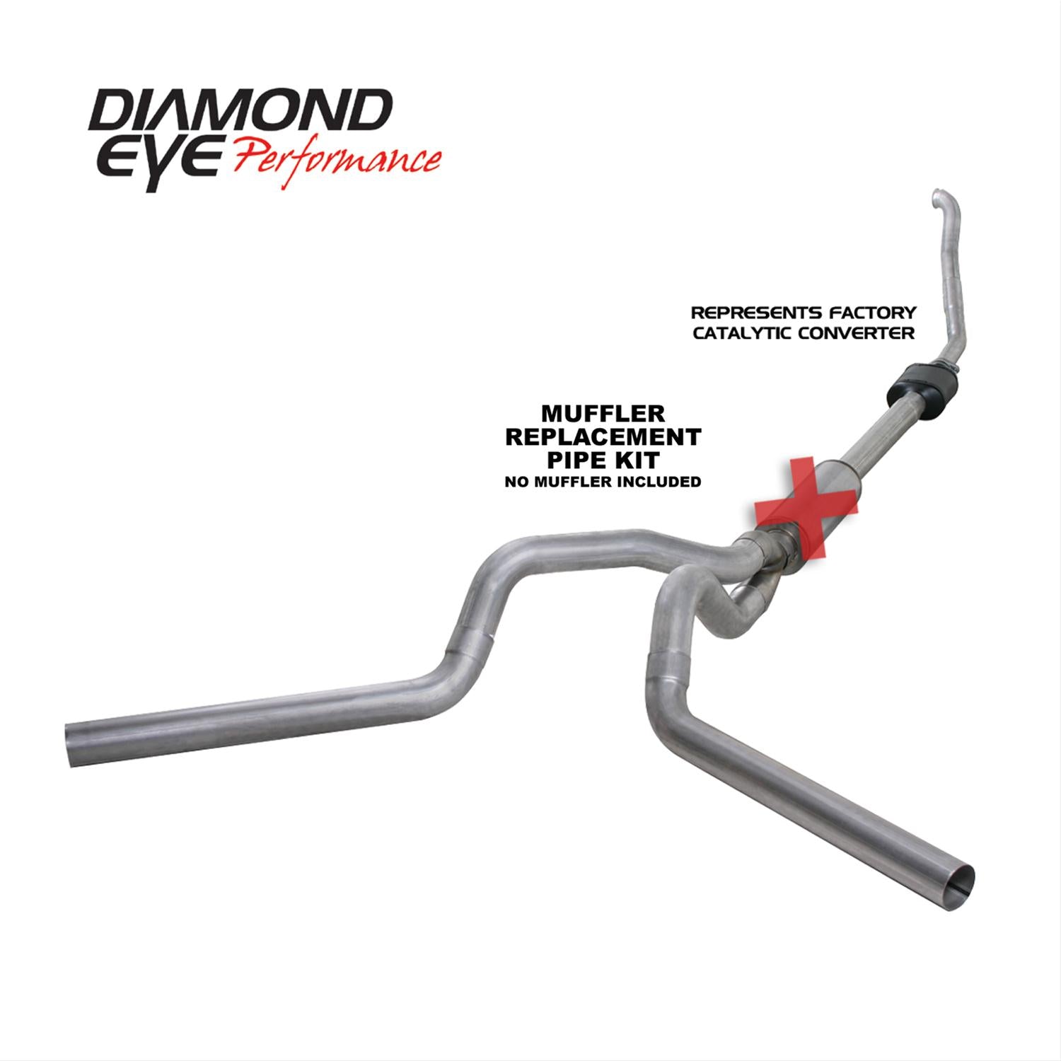 Turbo Back Exhaust 94-97.5 F250/F350 4 Inch Single/Dual Split Rear/Side No Muffler Aluminum Diamond Eye