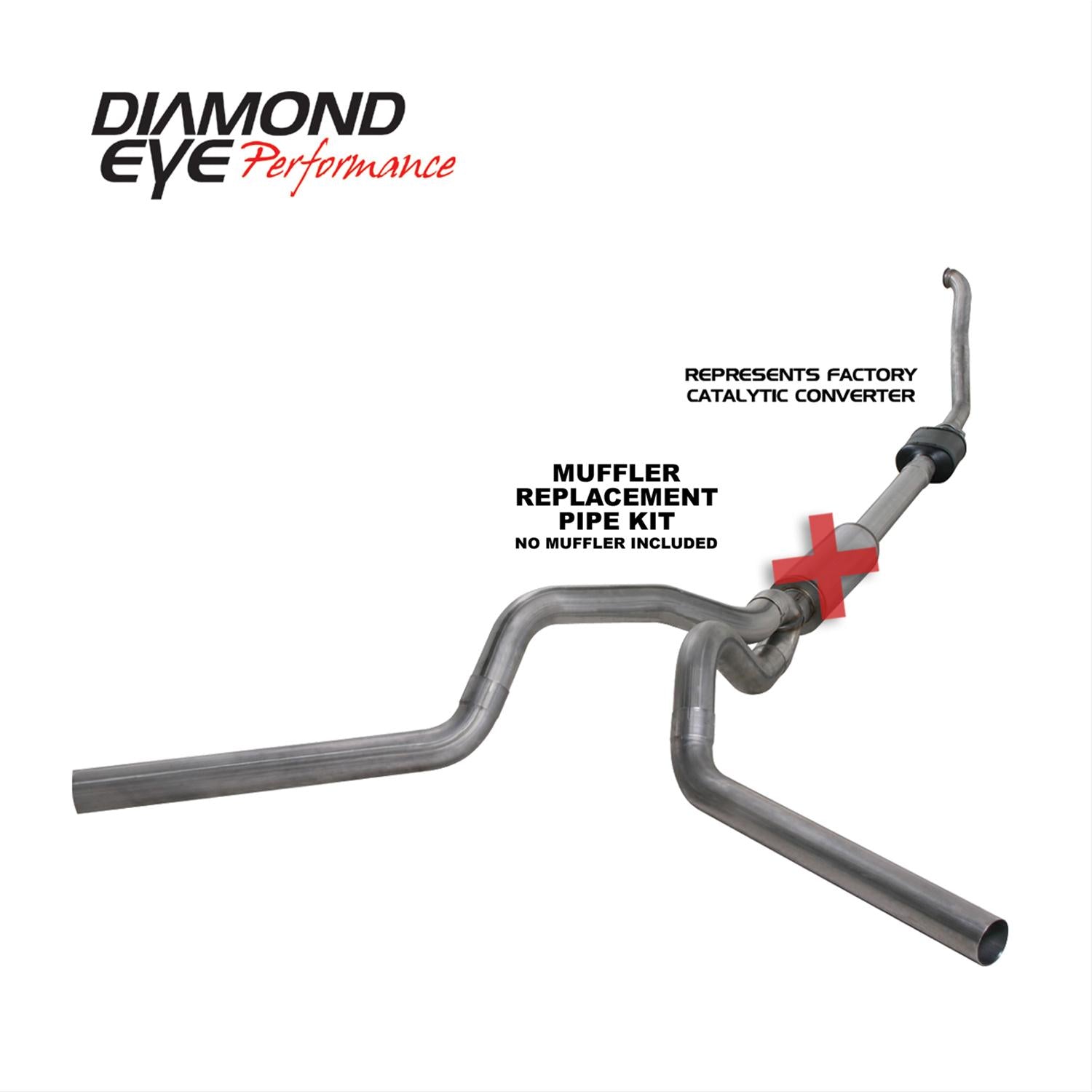 Turbo Back Exhaust 94-97.5 F250/F350 4 inch Single/Dual Split Rear/Side No Muffler Stainless Diamond Eye