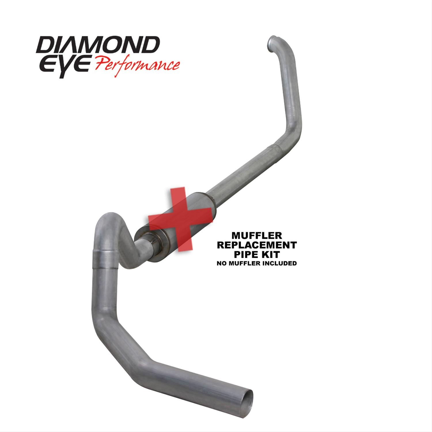 Turbo Back Exhaust 00-03.5 F450 4 Inch Single Pass No Muffler Aluminized Performance Series Diesel Diamond Eye