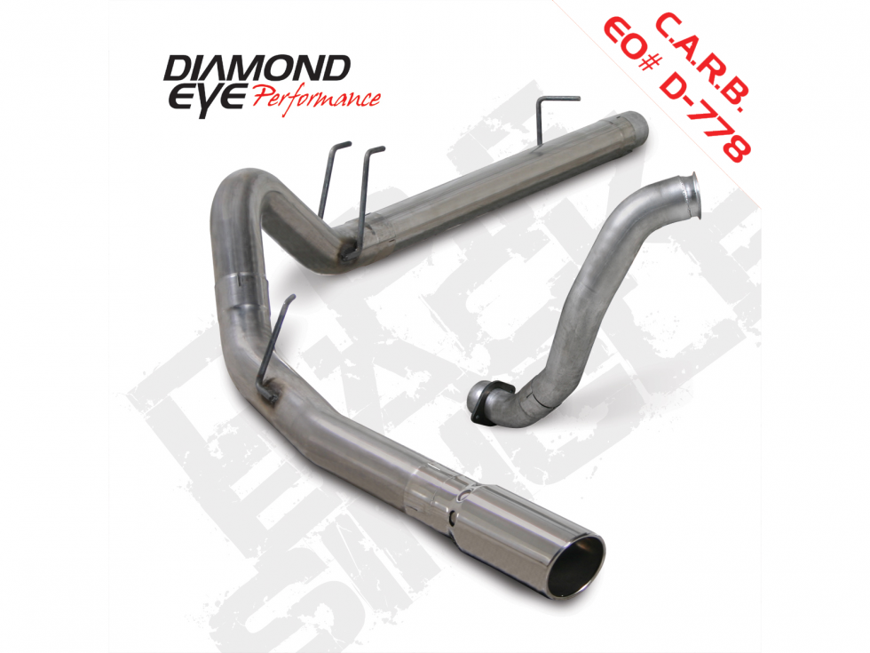 DPF Back Exhaust For 08-10 Ford 6.4L Power Stoke F250/F350 4 Inch Single Passenger Side Stainless Diamond Eye