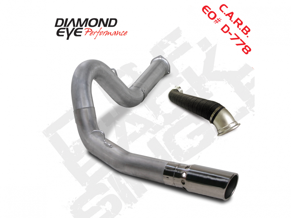 Filter Back Exhaust For 07.5-10 Silverado/Sierra 2500/3500 6.6L LMM 5 Inch Single Pass Aluminized Diamond Eye