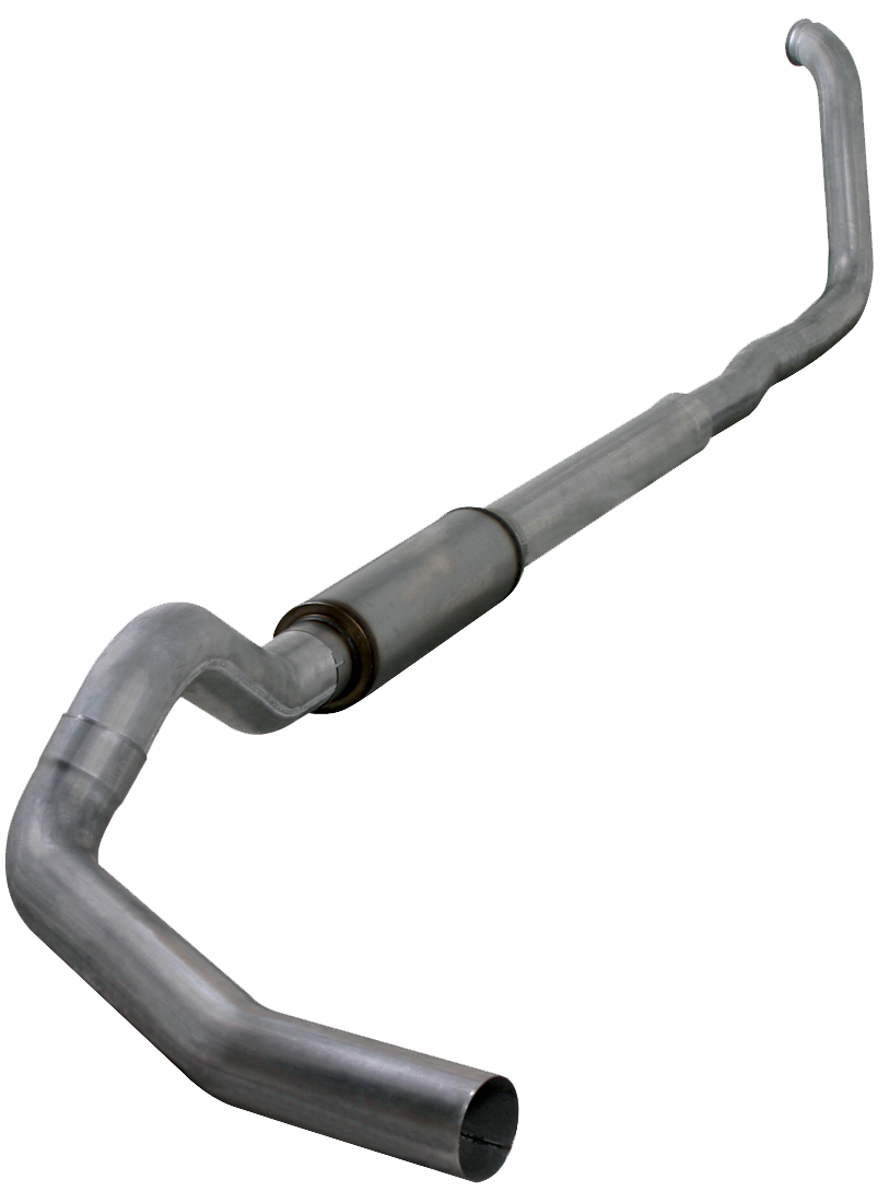 Turbo Back Exhaust 00-03.5 F250/F350 5 Inch Single In/ Single Out Pass With Muffler Stainless Diamond Eye