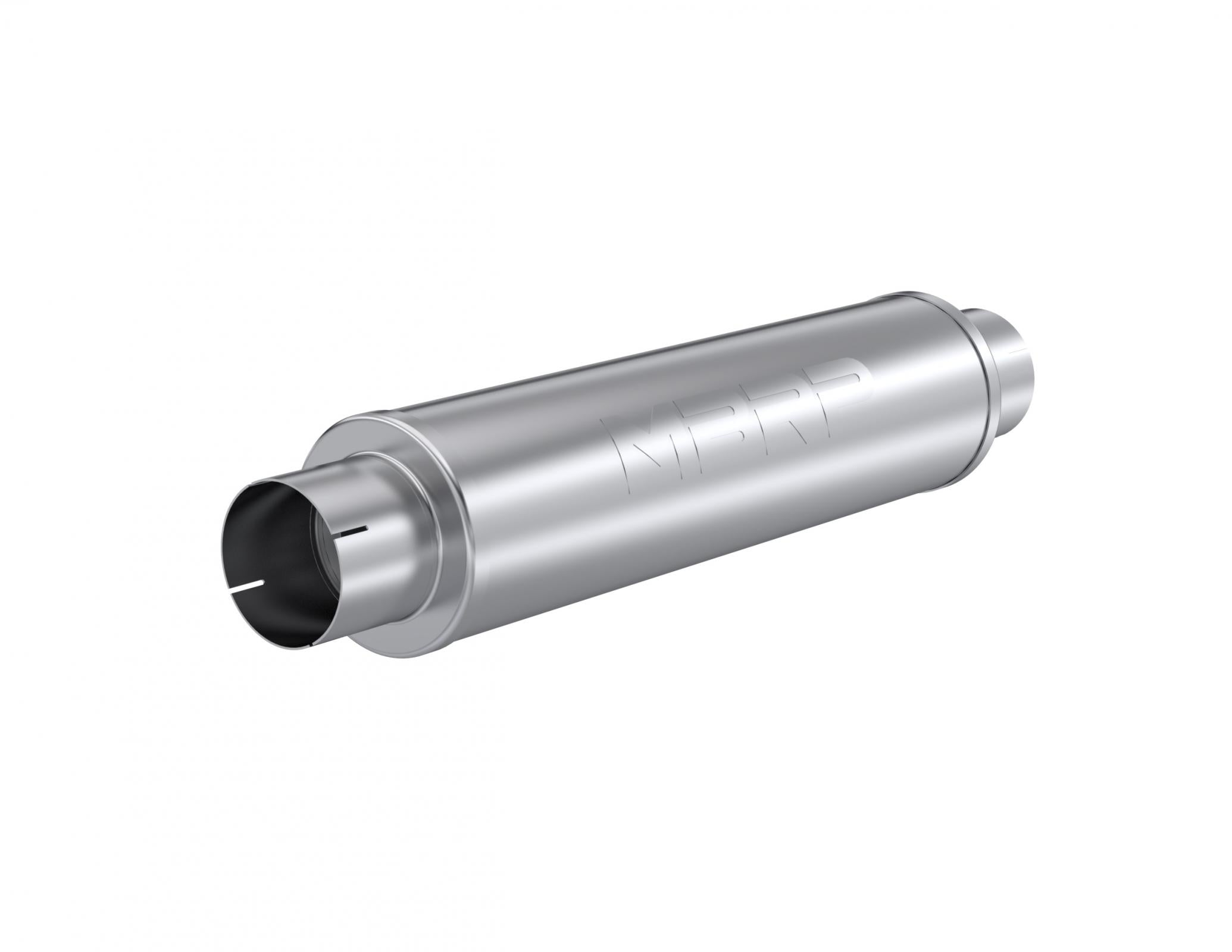 4 Inch Inlet/Outlet Quiet Tone Exhaust Muffler 24 Inch Body 6 Inch Diameter 30 Inch Overall T304 Stainless Steel MBRP