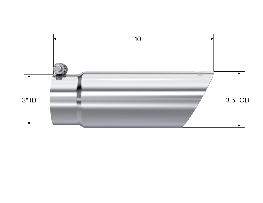 Exhaust Tip 3 1/2 Inch O.D. Dual Wall Angled End 3 Inch Inlet 10 Inch Length T304 Stainless Steel MBRP